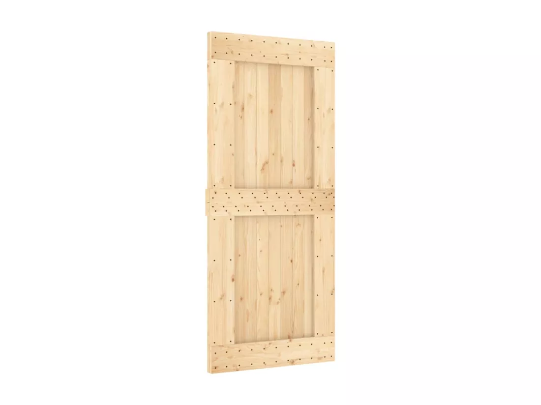Porte coulissante et kit de quincaillerie 90x210 cm pin massif
