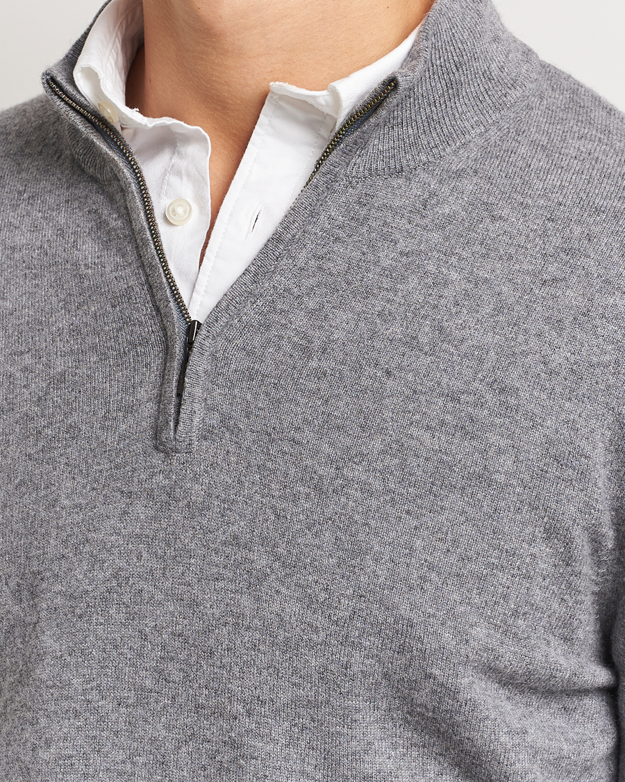 Charles Tyrwhitt Pure Cashmere Zip Neck Jumper Grey