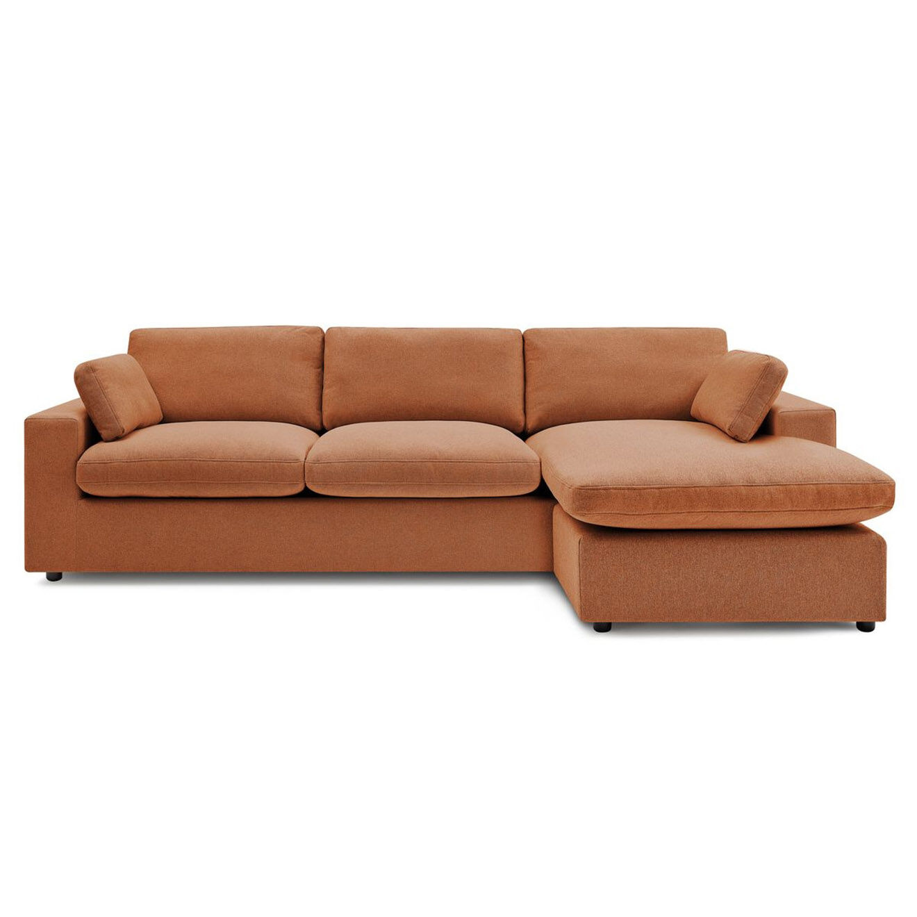 Bobochic Canapé d'angle fixe réversible belair orange - 280x139 cm