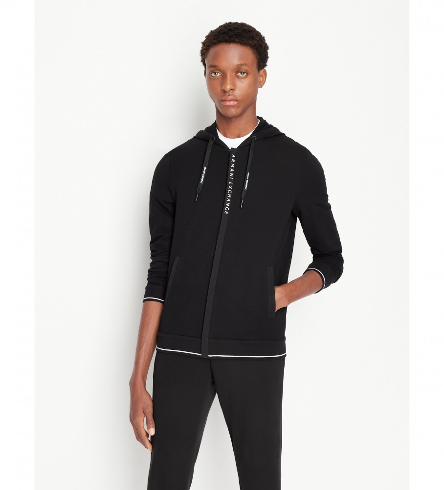 Moletom com Capuz Aberto Armani Exchange Preto