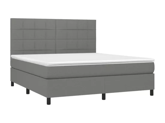 Sommier tapissier et matelas et LED Gris foncé 160x200 cm Tissu