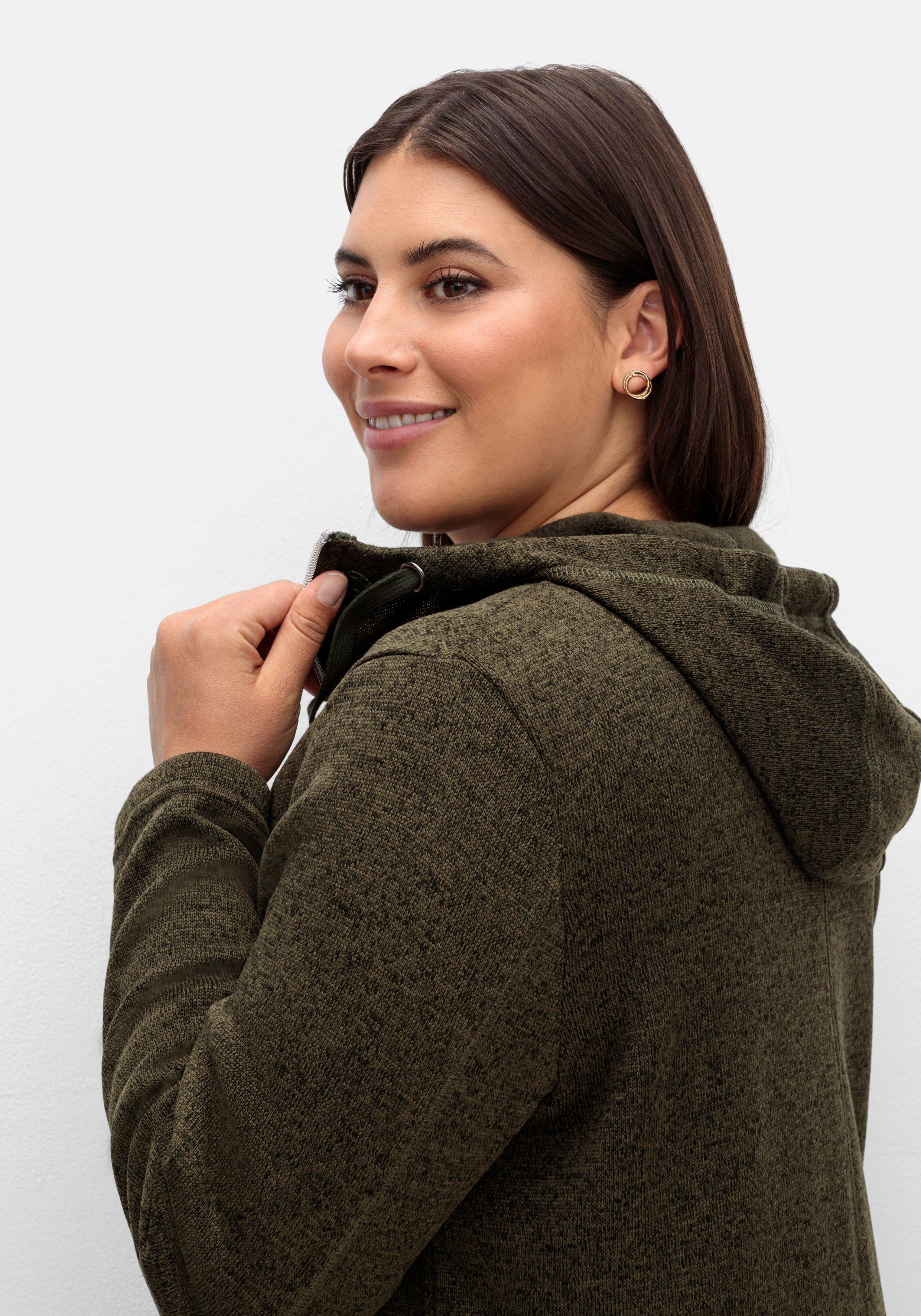 Fleecejacke mit Kapuze, in Melange-Optik