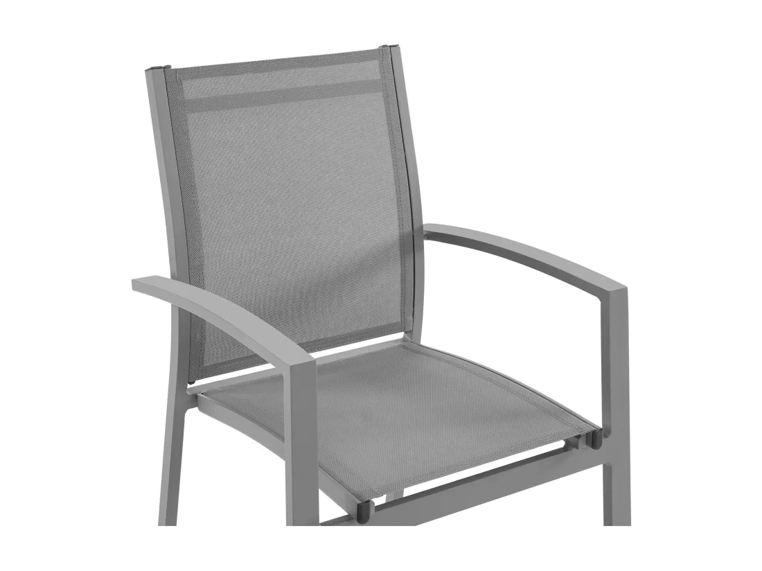Lot de 2 fauteuils de jardin empilables en aluminium et textilène - Gris anthracite - TELTO de MYLIA