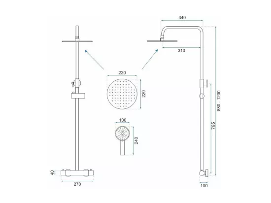 Kit De Douche Avec Thermostat Rea Parot Termostat Brush Gold