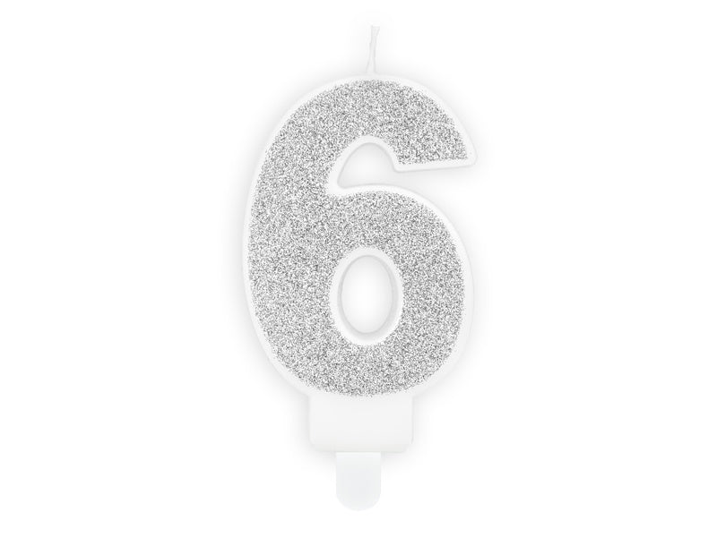 Kaars 6 Jaar Zilver 7cm
