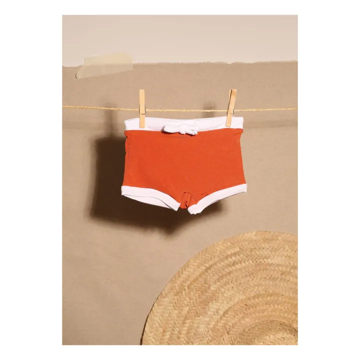 Juillet Juillet Boxer de Bain Matière Recyclée Uni Côtelé | Terracotta