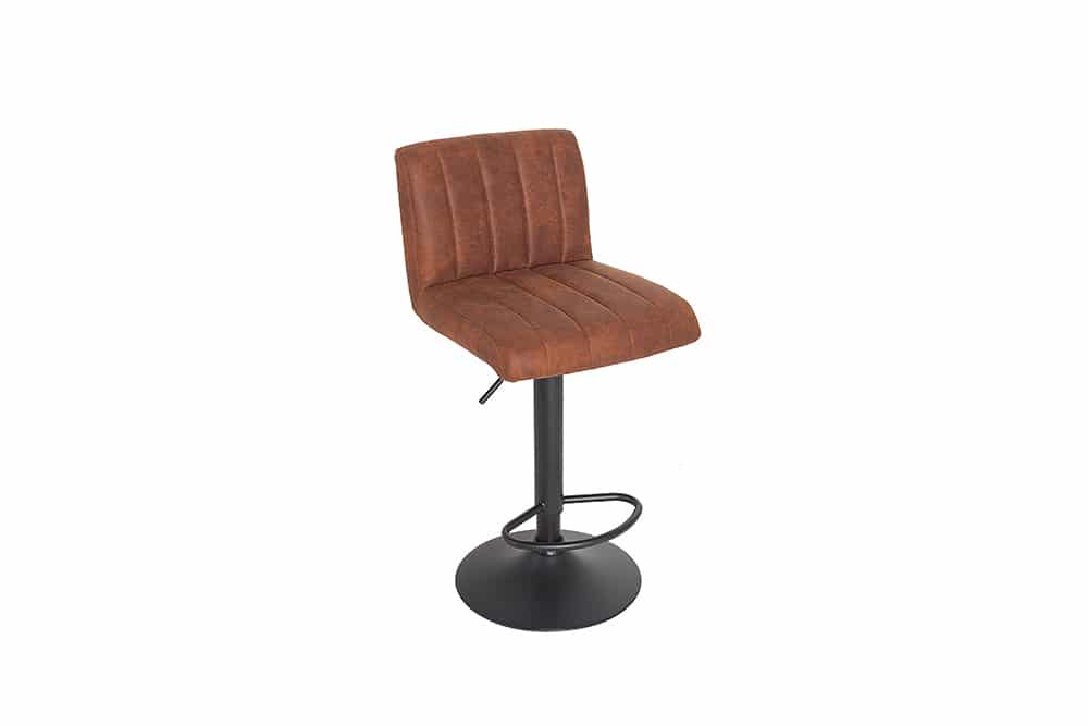 Drehbarer Barhocker PORTLAND vintage braun Microfaser Barstuhl mit Lehne höhenverstellbar