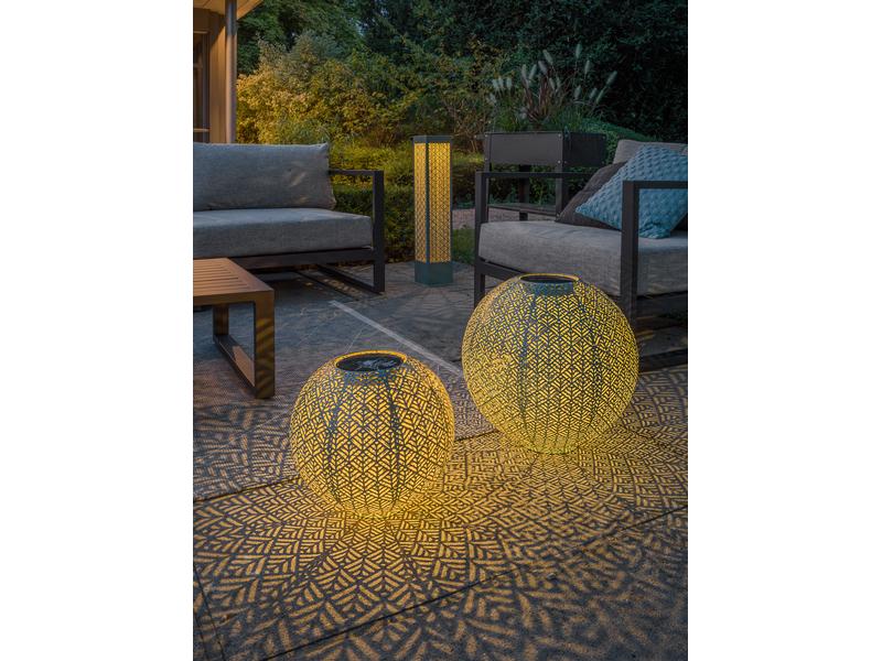 STT Windlicht Solar Antic Pillar Sofia, 78 cm, Aqua Solarleuchte zum Aufstellen