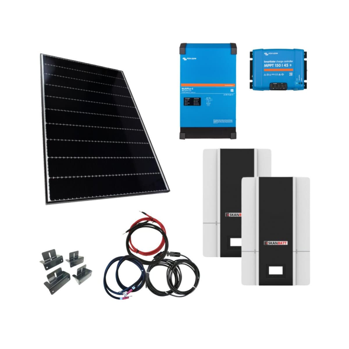 SKANBATT / VICTRON Kraftpakke 230V 5000VA - 2460W (6x410W) Solceller - Med LITHIUM Batterier