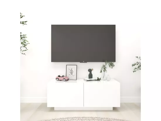 Meuble TV Blanc 100x35x40 cm Aggloméré
