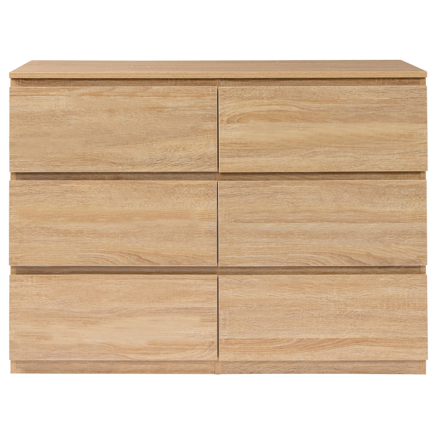 Commode 6 tiroirs TOMI 110 cm bois façon hêtre