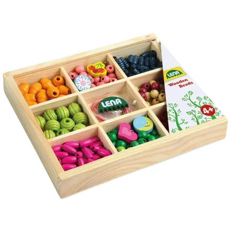 LENA® Holzperlen Holzkassette, mittel