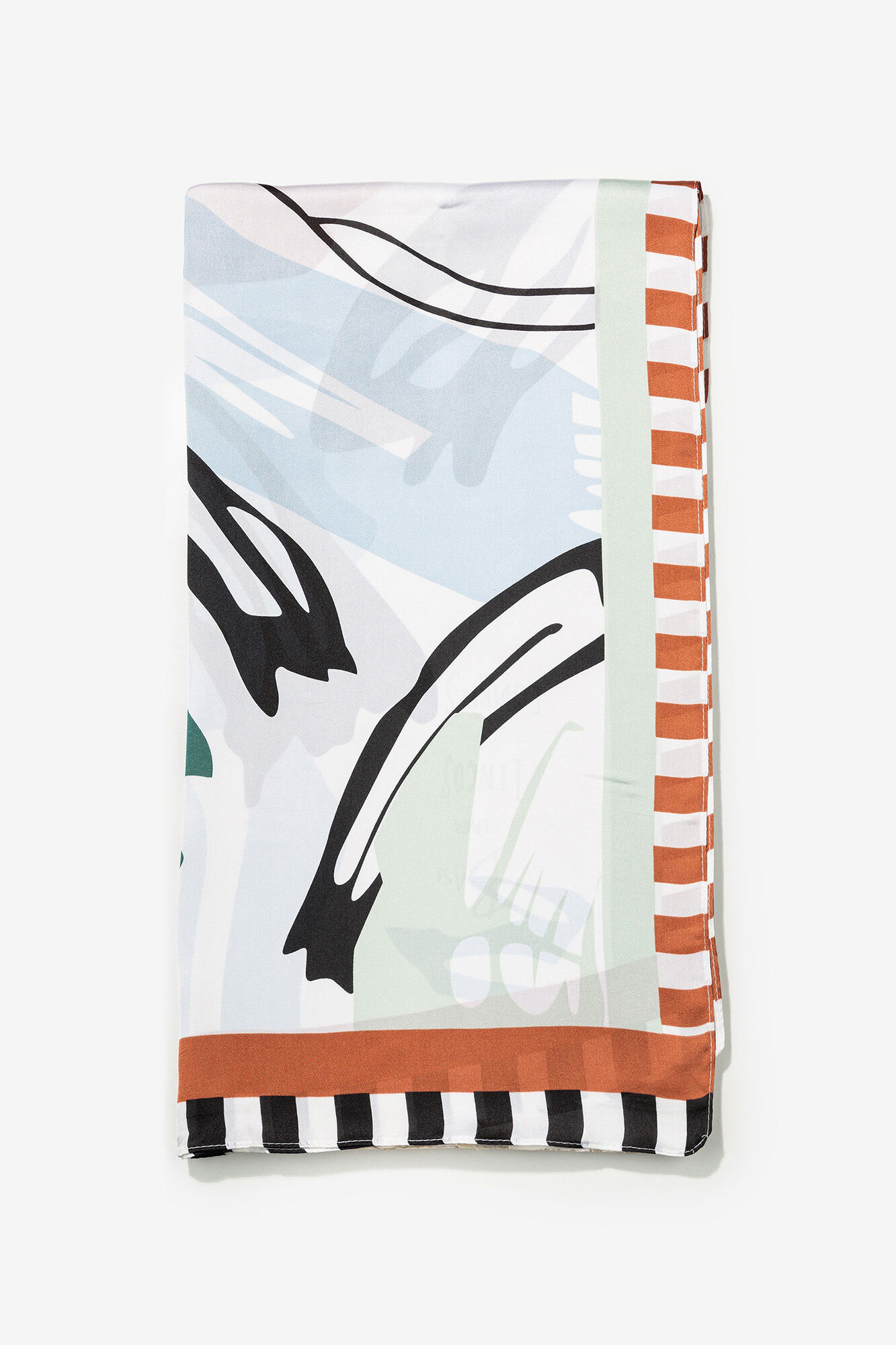 Lenço de cetim estampado - Multicolorido