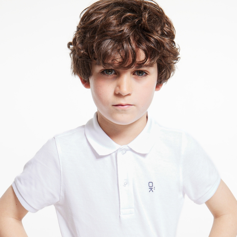 Polo en coton piqué blanc garçon