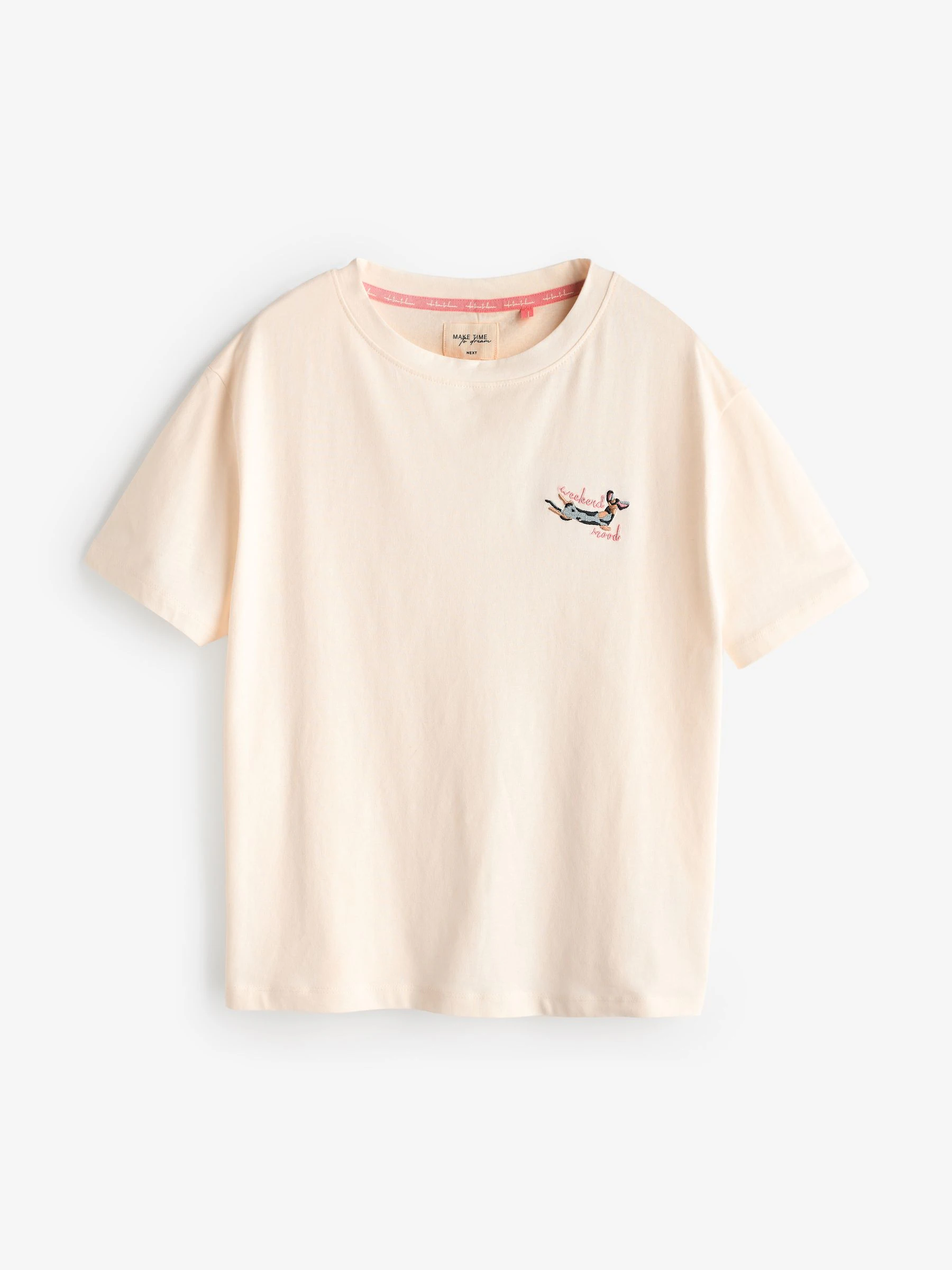 Ecru teckel - Set van 100% katoenen shortpyjama