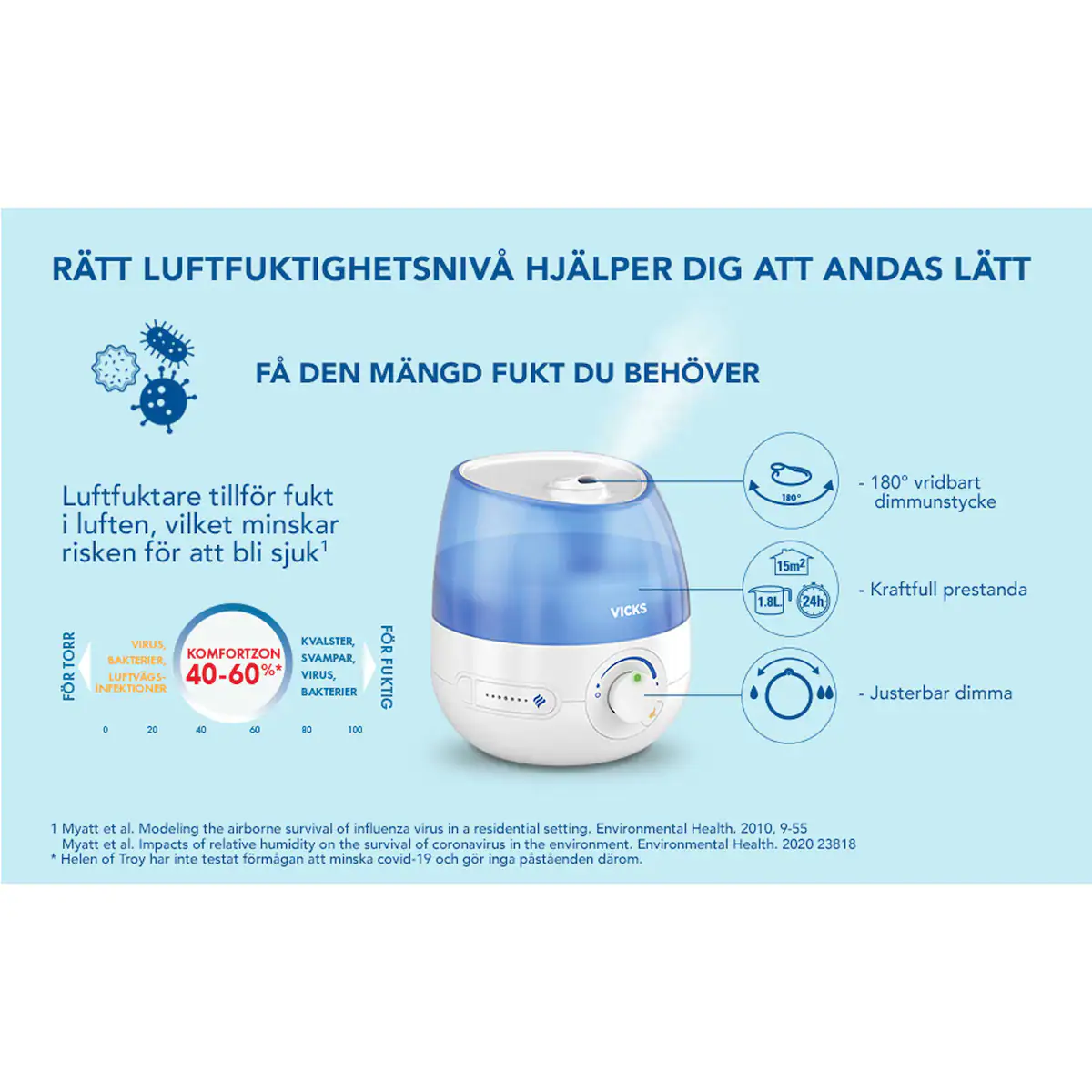 Luftfuktare Mini Cool Mist Ultrasonic VUL525