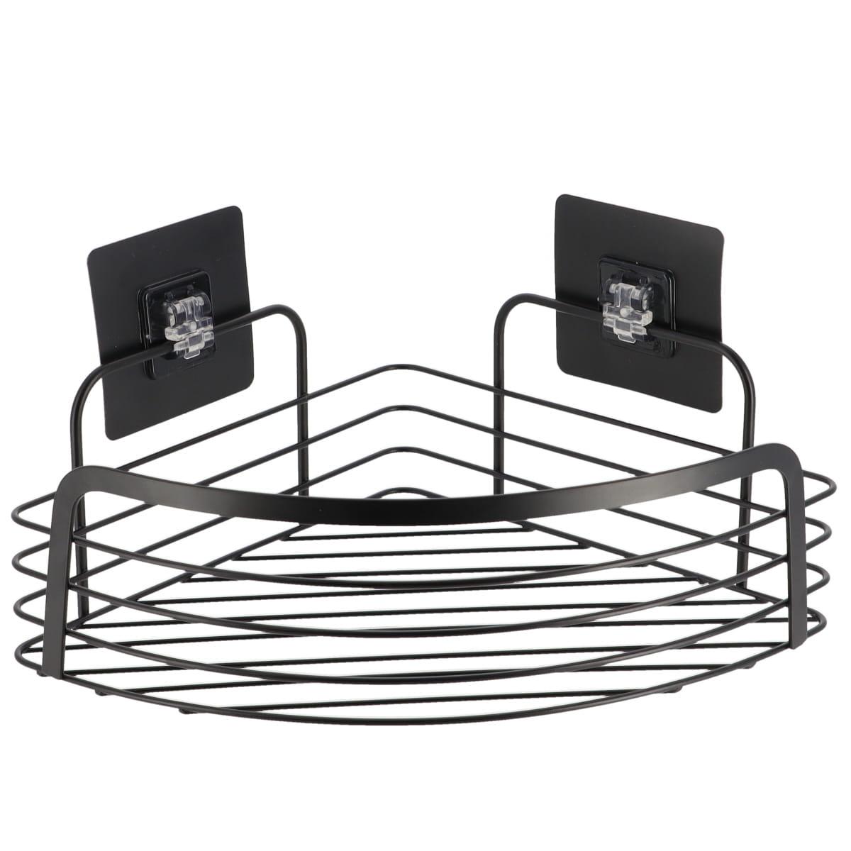 ETAGERE D ANGLE METAL SUR CARTES ADHESIVES 3M NOIR MAT