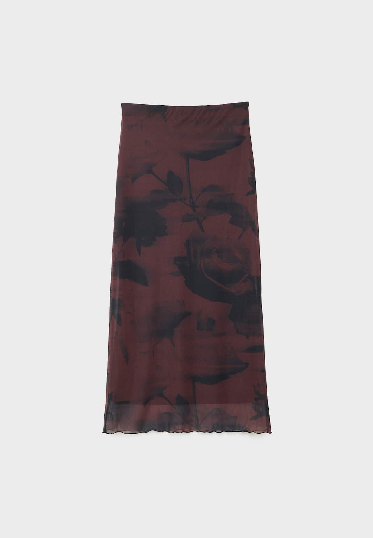 Saia midi de tule estampada