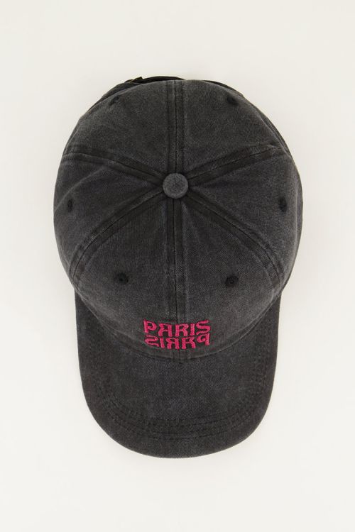 Grijze met roze glitter pet 