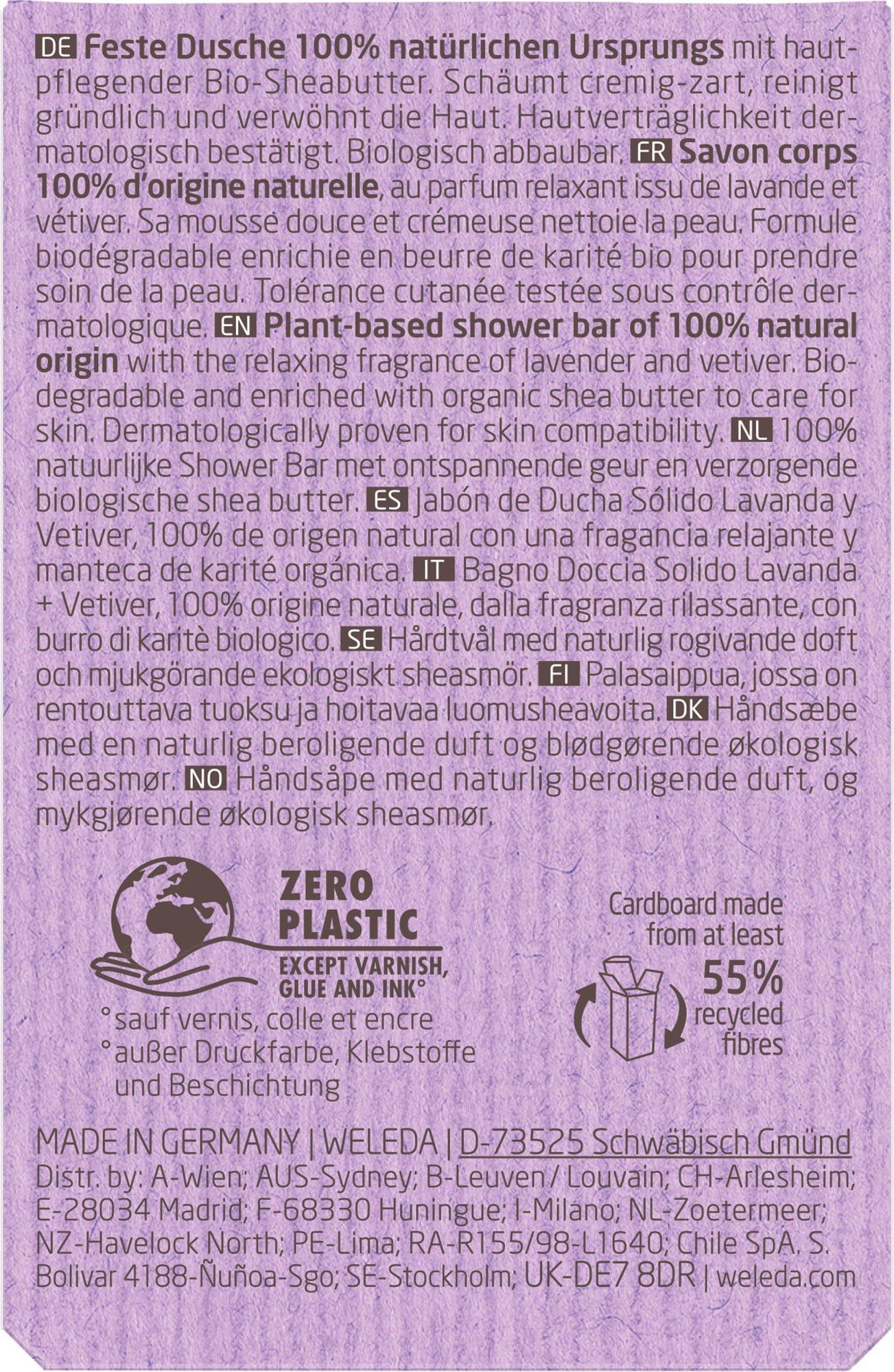 Weleda  Shower Bar Feste Duschpflege Lavender + Vetiver, 75 g