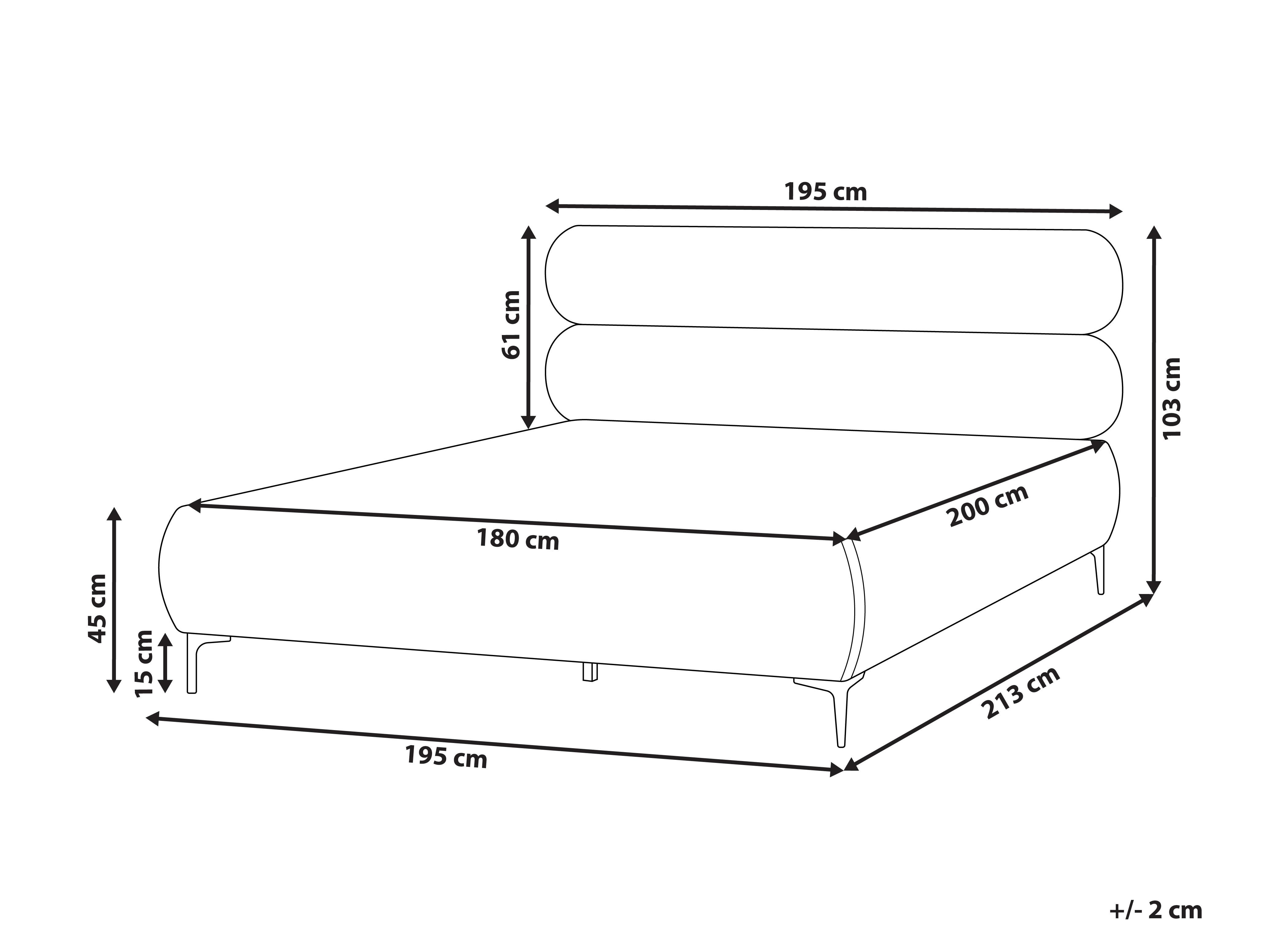 Bed Fluweel LESSAY 180 x 200 cm Lichtbeige