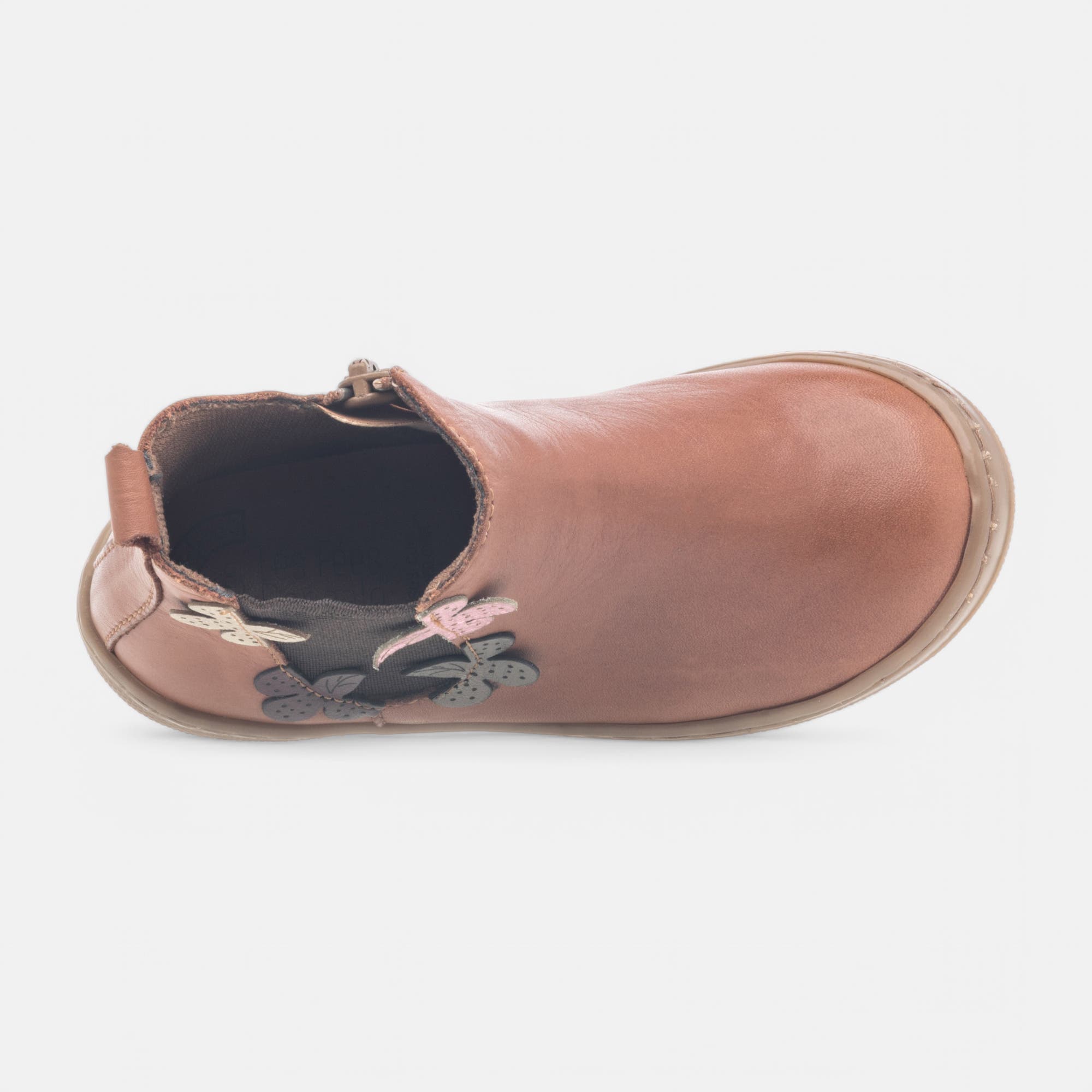 Bottines Fille en cuir cognac