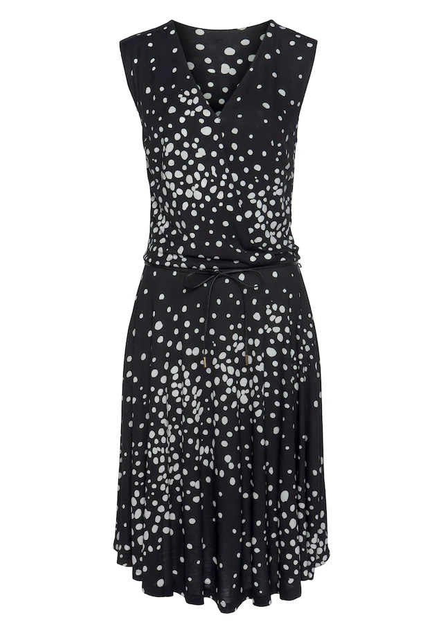 Vivance Jerseykleid mit Bindegürtel,  mit Punktedruck und V-Ausschnitt, elegantes Sommerkleid