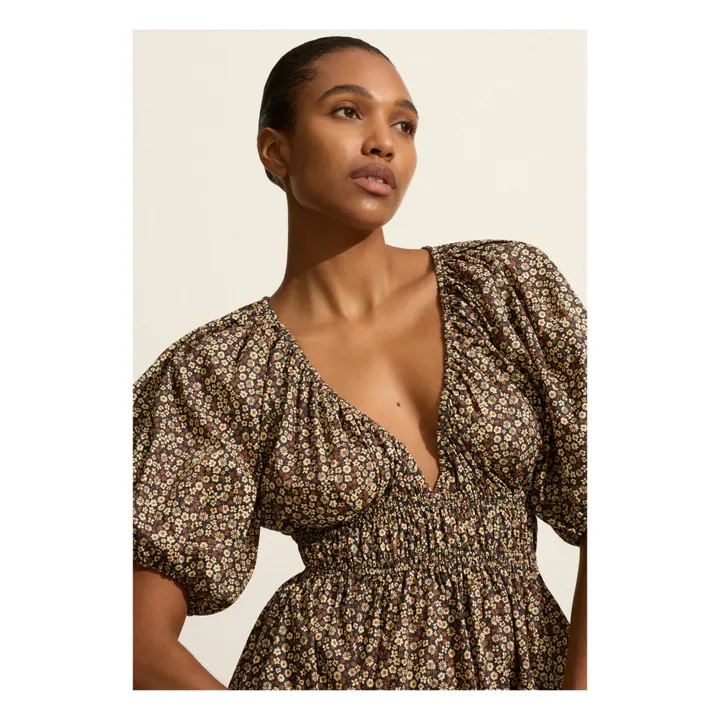 Matteau Robe Shirred Plunge Mini | Marron
