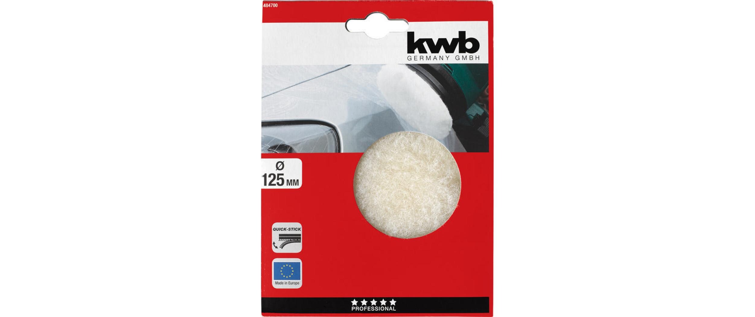 Polierpad Ø 125 mm haftend, LammwolleKlett Lammwollhaube