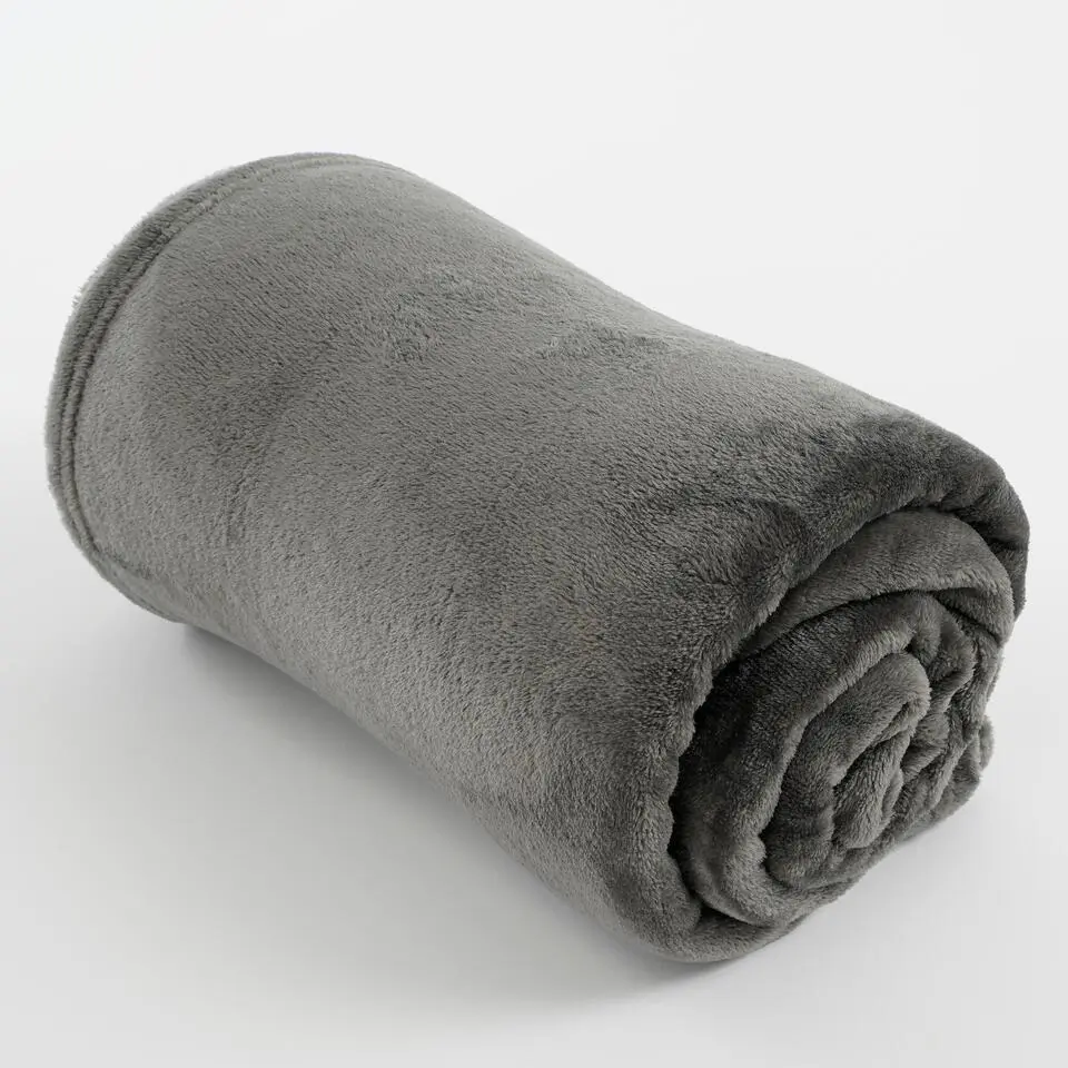 Mica Decorations Famke Fleece Plaid - 180 x 130 cm - Antraciet