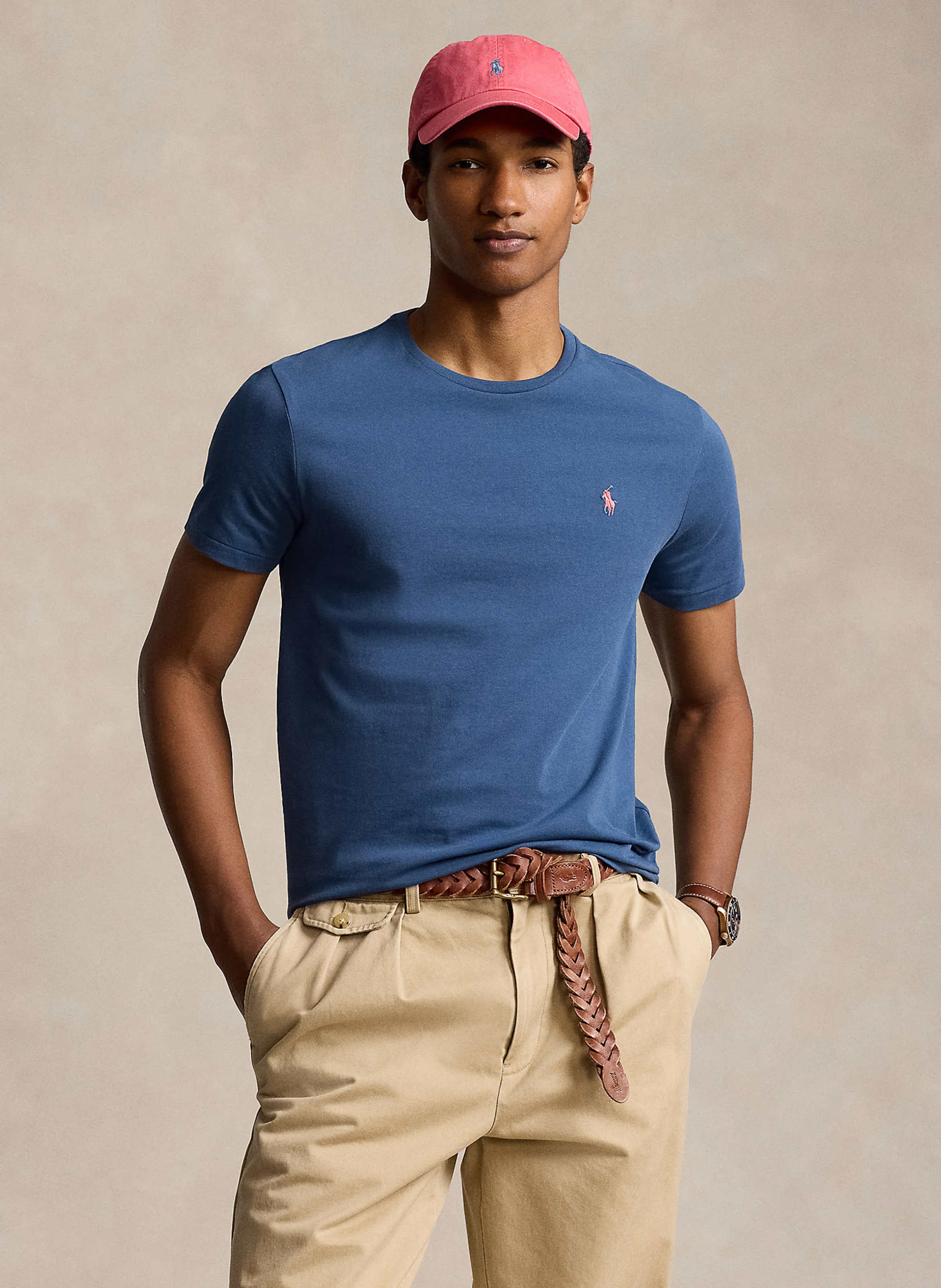 Tee-shirt col rond regular-fit en coton | Bleu