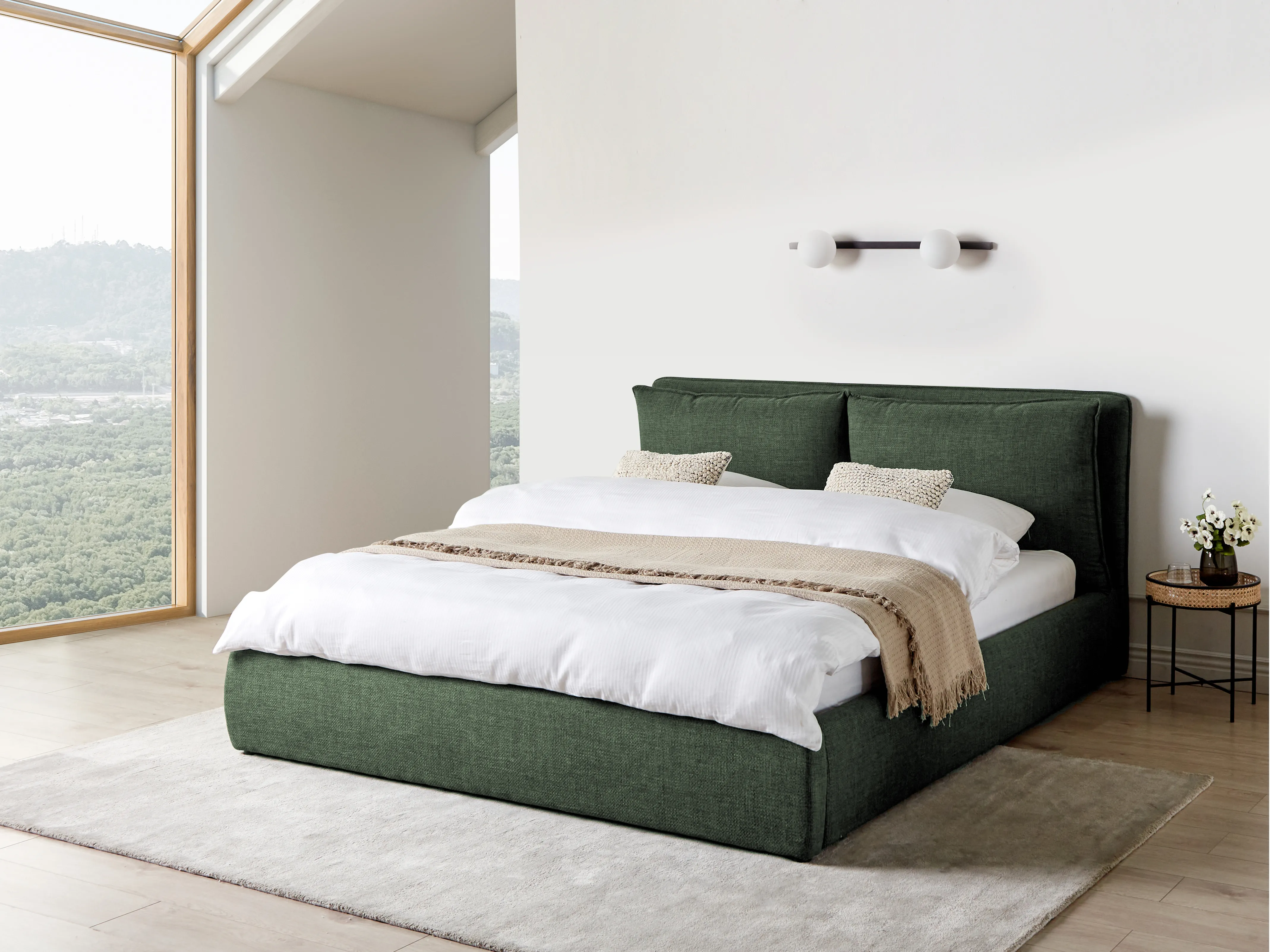 Bed met opbergruimte Stof BAJONNA 180 x 200 cm Donkergroen