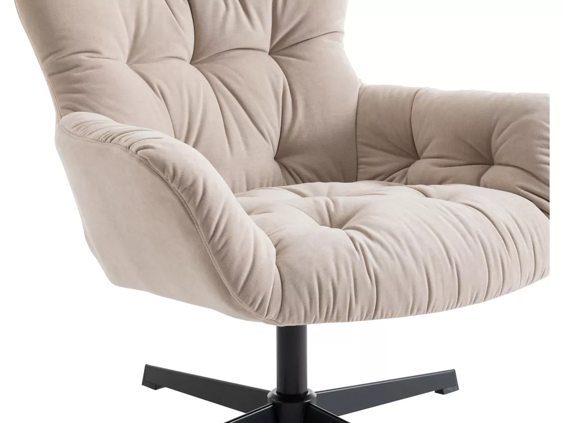 Fauteuil pivotant en tissu beige OPHELIE