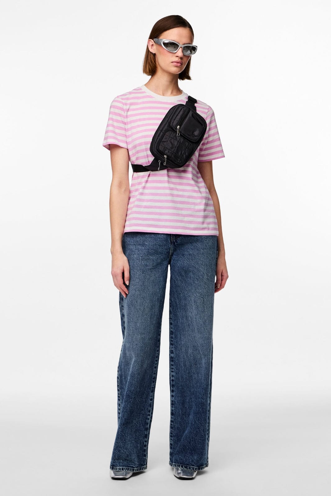 Pieces Pcria Ss Tee Stripes 4474679 pastel lavender bright white
