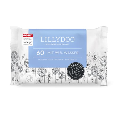 LILLYDOO Feuchttücher mit 99% Wasser, 60 Stück