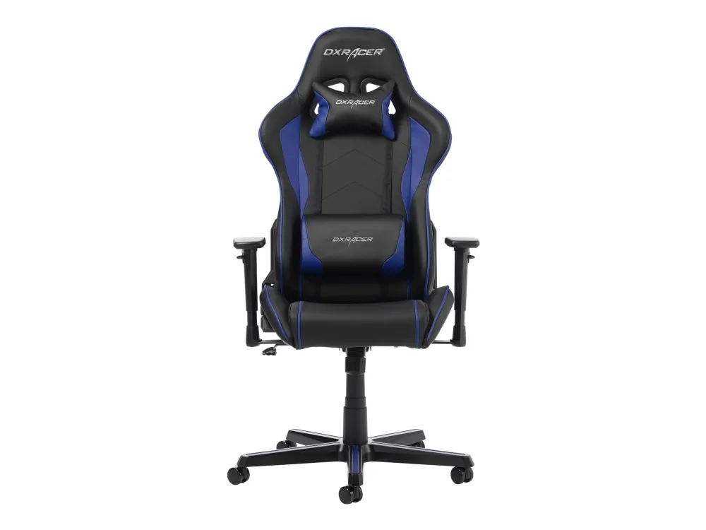 DXRacer Formula Series F08-NI - Stol - armstøtter - T-formet - vippe - drejeled - polyuretan-læder, højdensitets koldskum - indigo