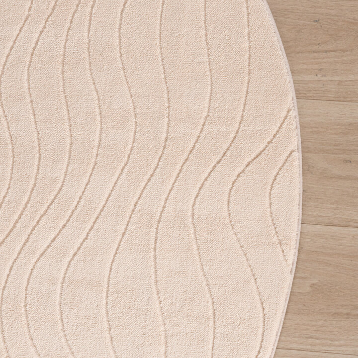 Rond Scandinavisch vloerkleed - Charm Waves Beige