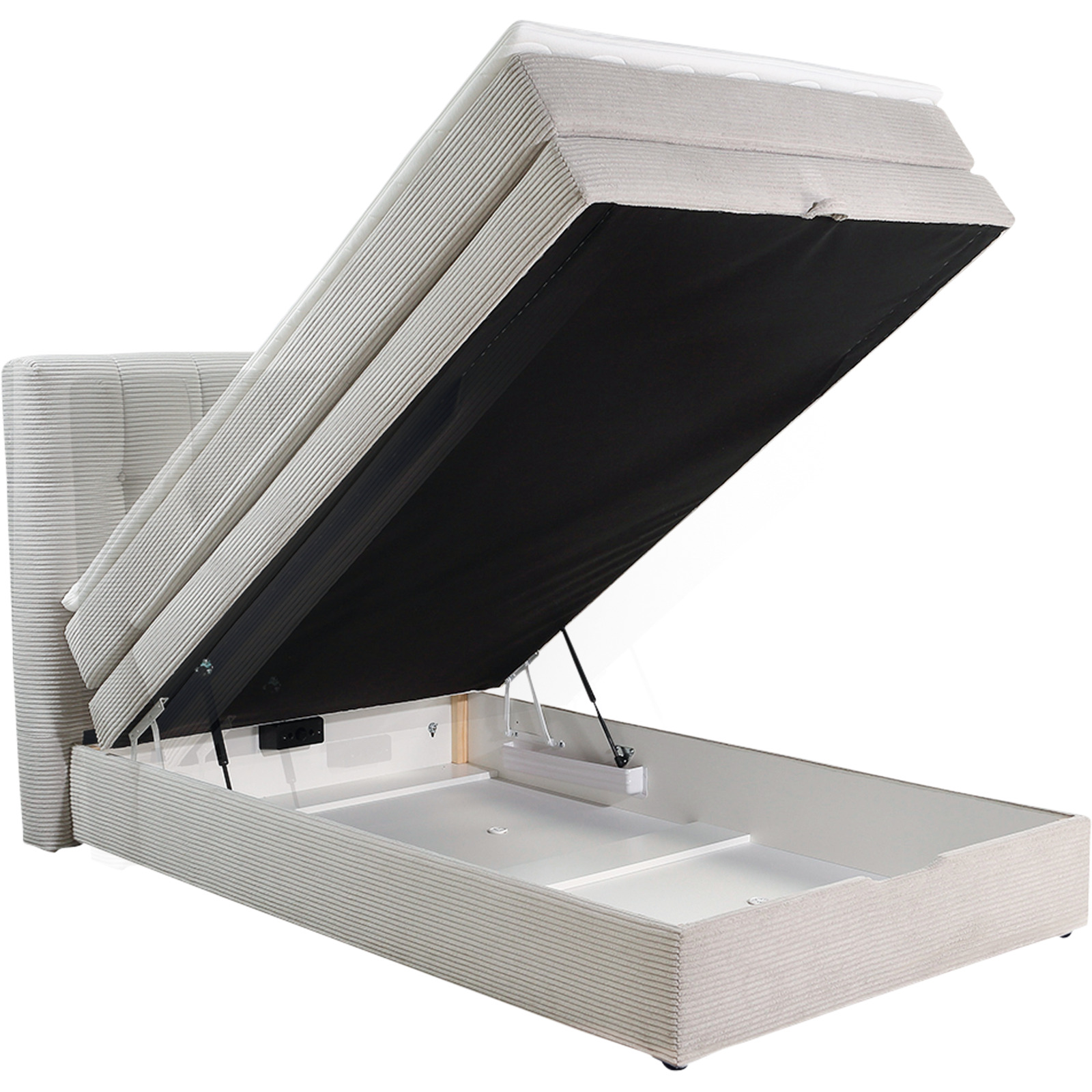 Boxspringbett Amy, Stoff, mit Bettkasten, 140 x 200 cm Cord greige