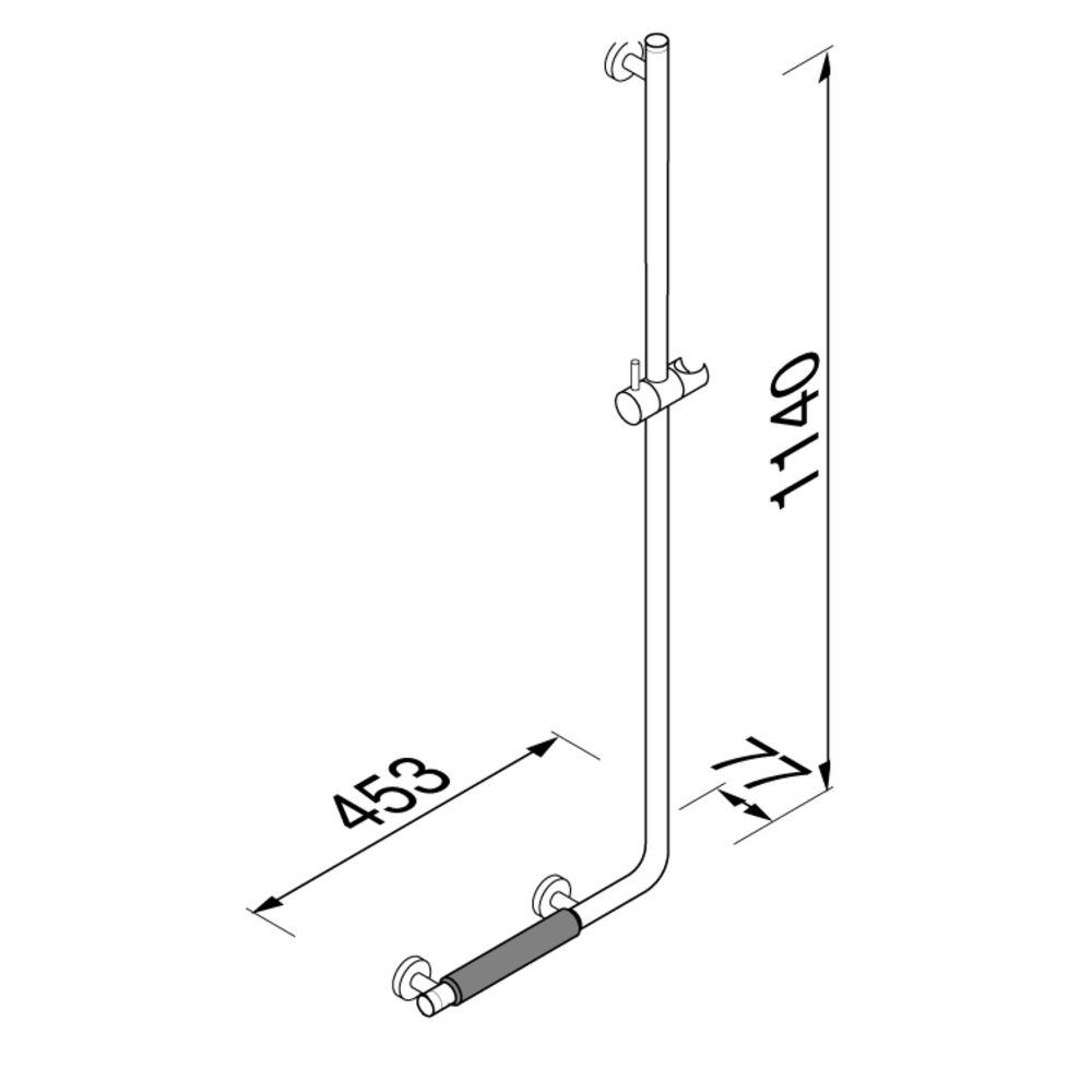 Geesa Comfort & Safety douchestang met wandbeugel rechts chroom