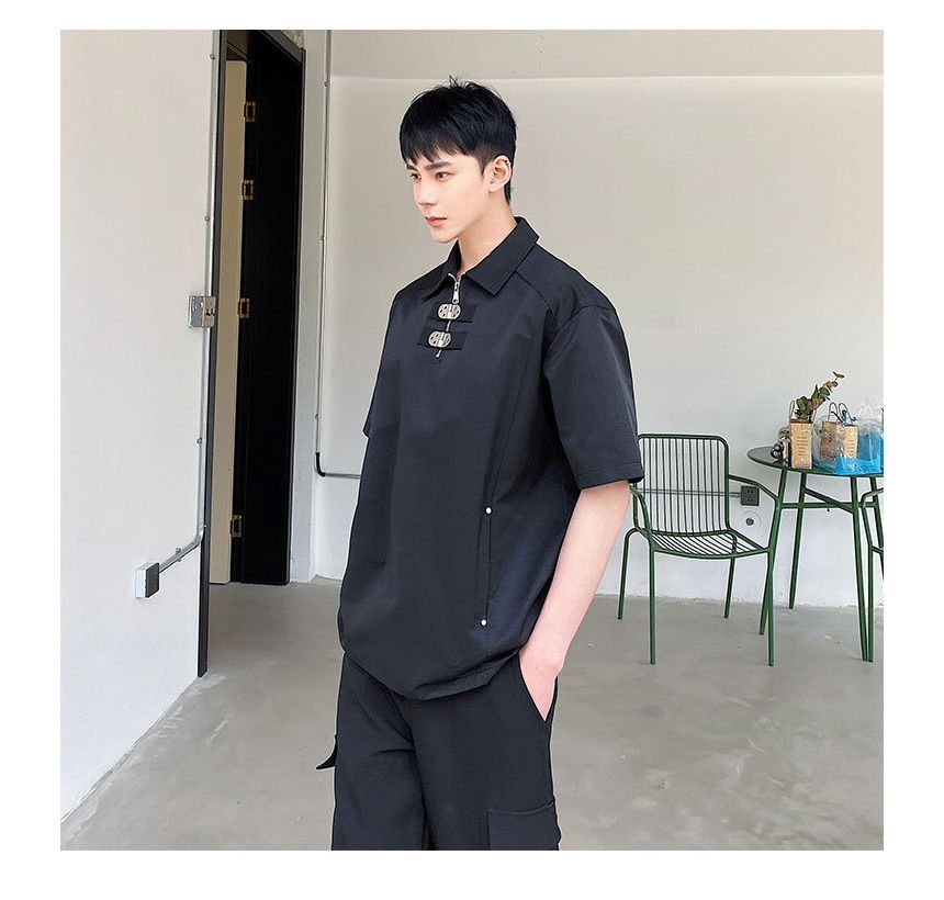 Omozando - Poloshirt met korte mouwen en rits