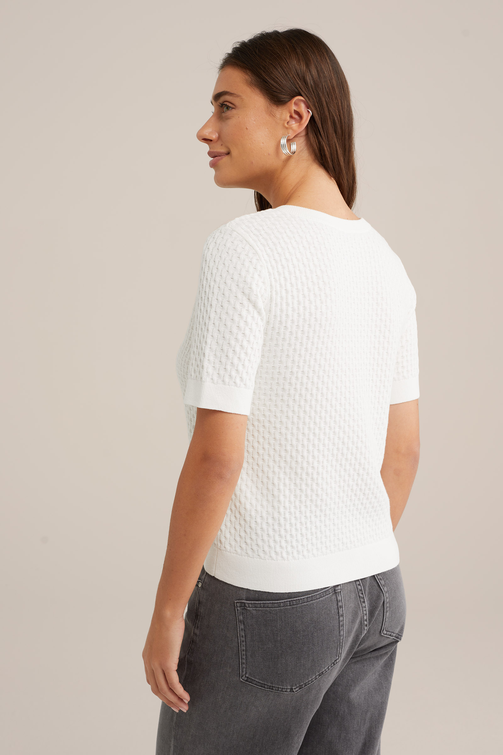 trui met structuur WE Fashion Gebroken wit