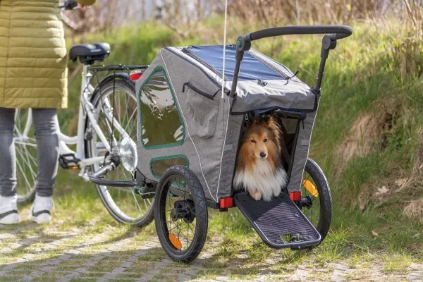 Trixie Bicycle trailer, S: 64 × 92 × 80/130 cm, grey/sage