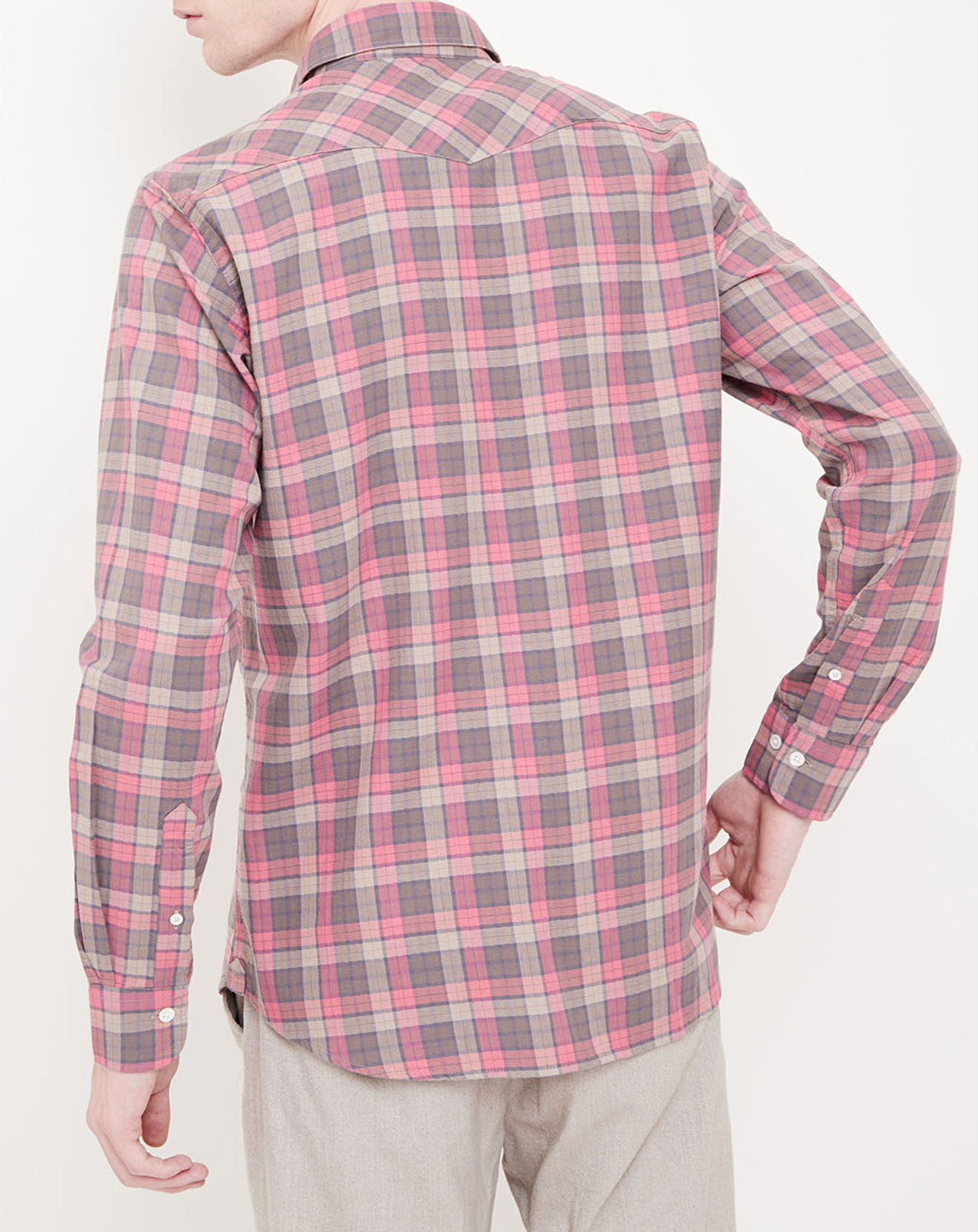 Hartford Chemise Slim Fit Storm à carreaux rose/beige