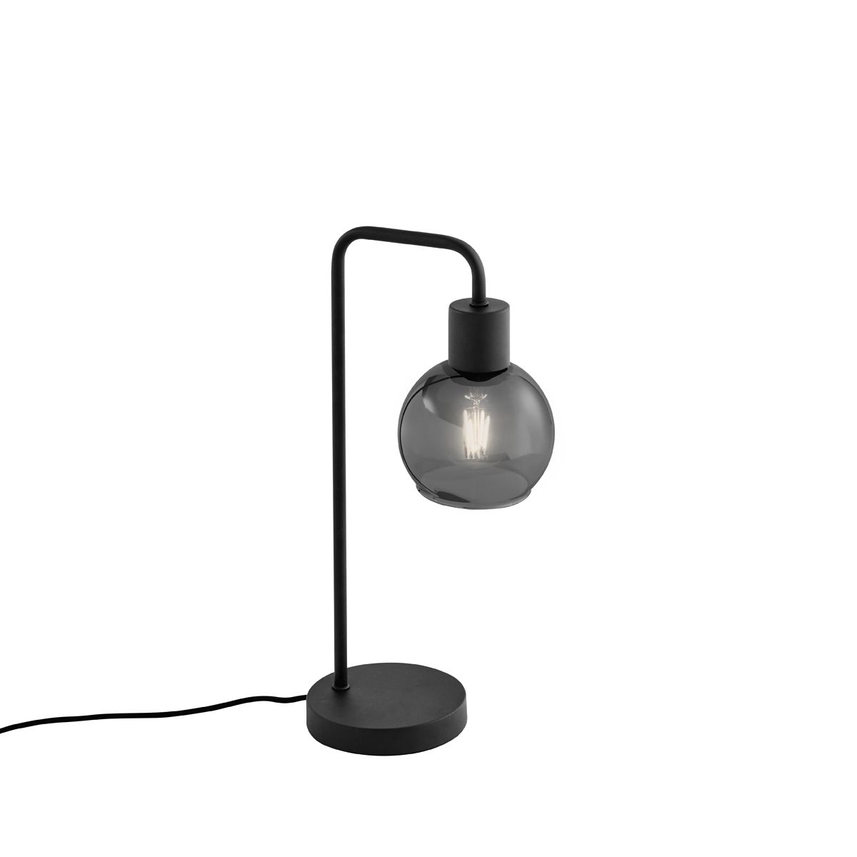 Art Deco tafellamp zwart met smoke glas - Vidro