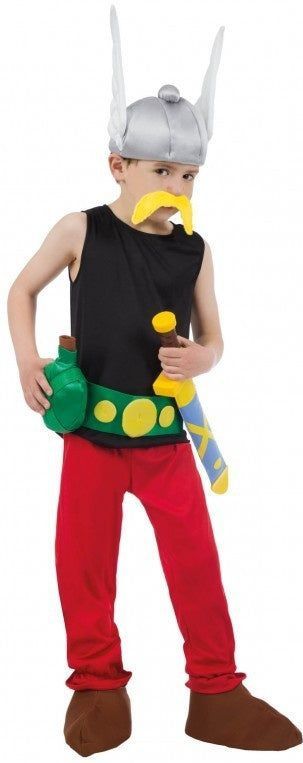 Chaks - Asterix - Carnavalskostuum - Zwart-Rood-Groen-Geel - 9-delig