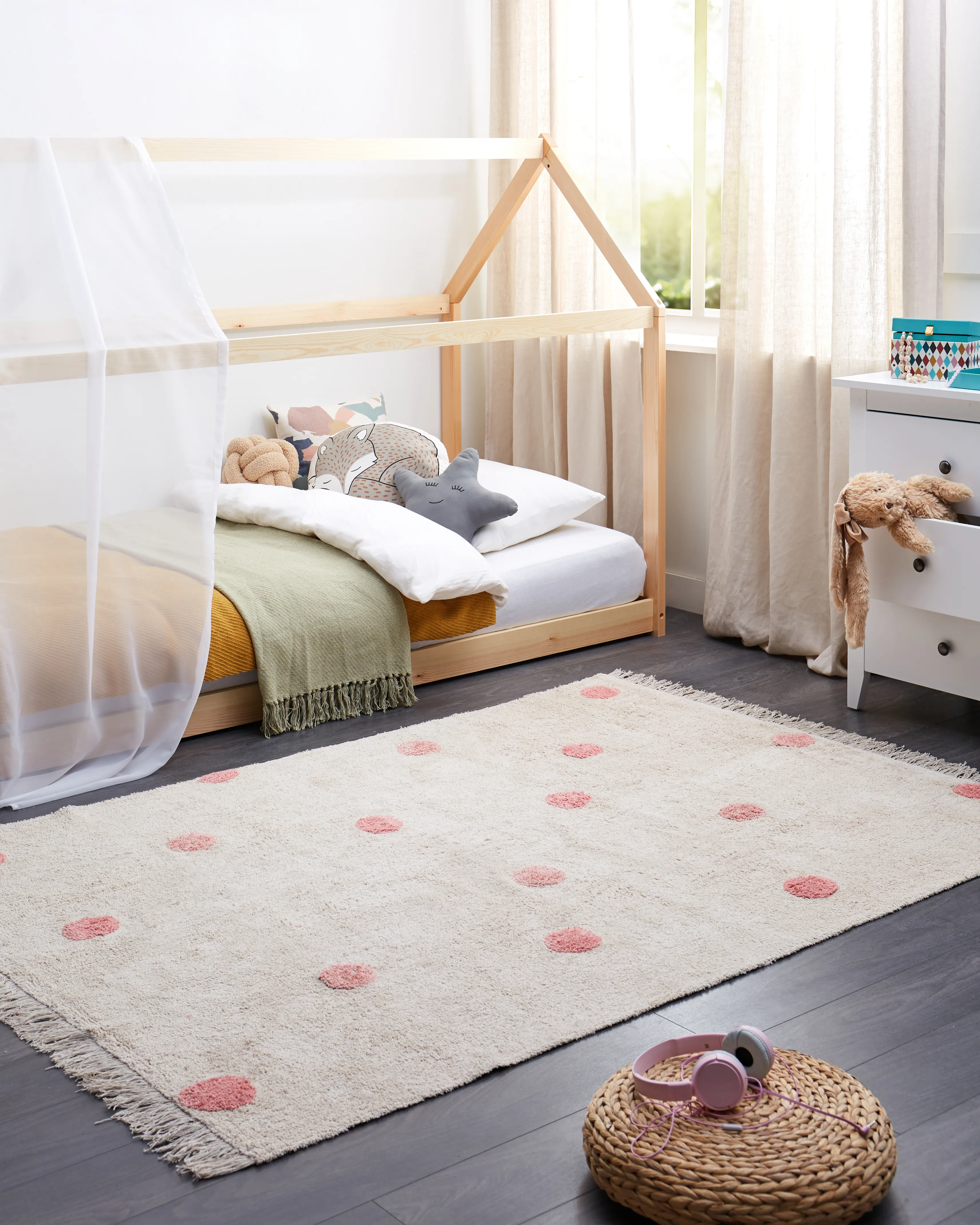 Kindervloerkleed DARDERE Roze 140 x 200 cm Katoen