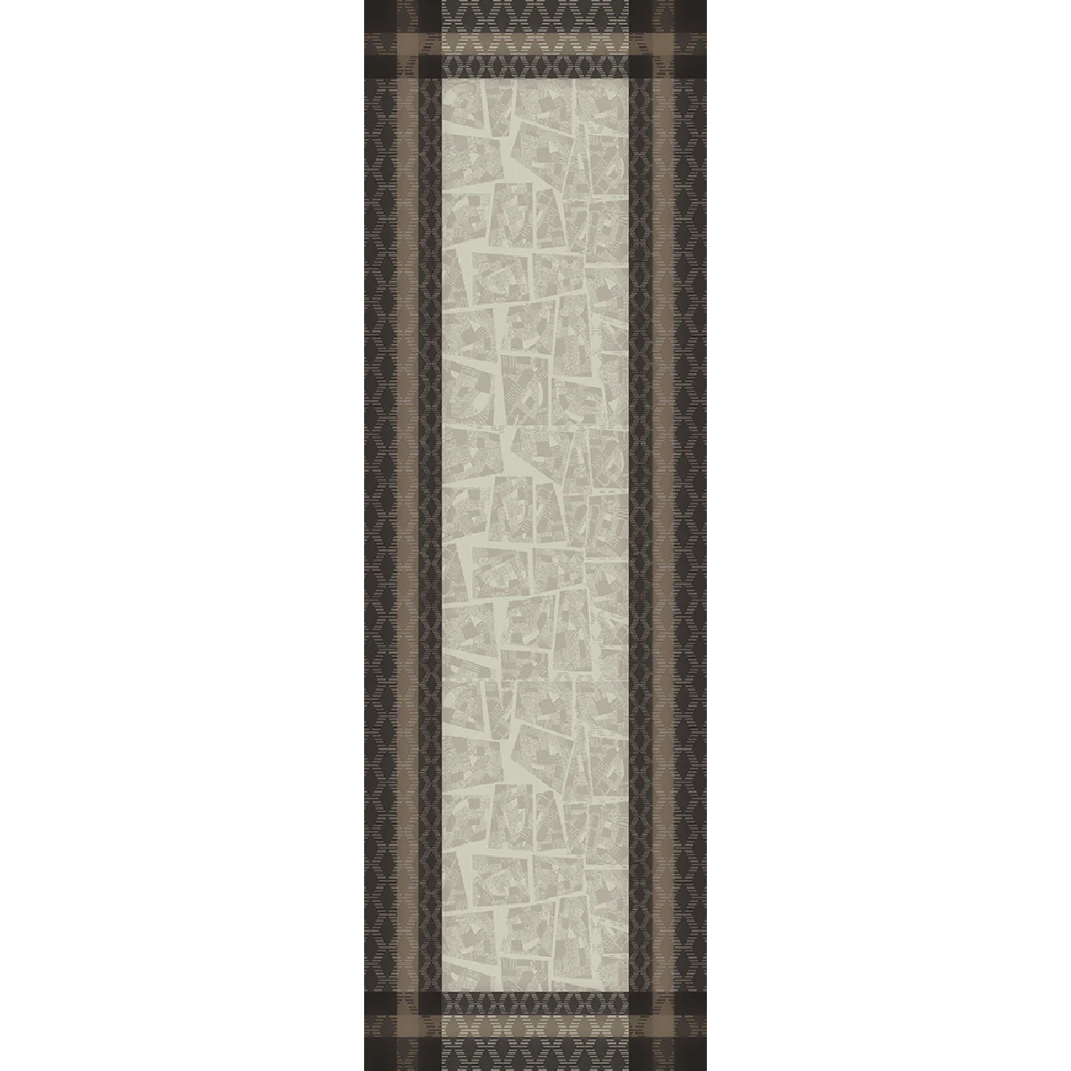 Chemin de table antitache déperlant pur coton brun 48X150 Garnier Thie