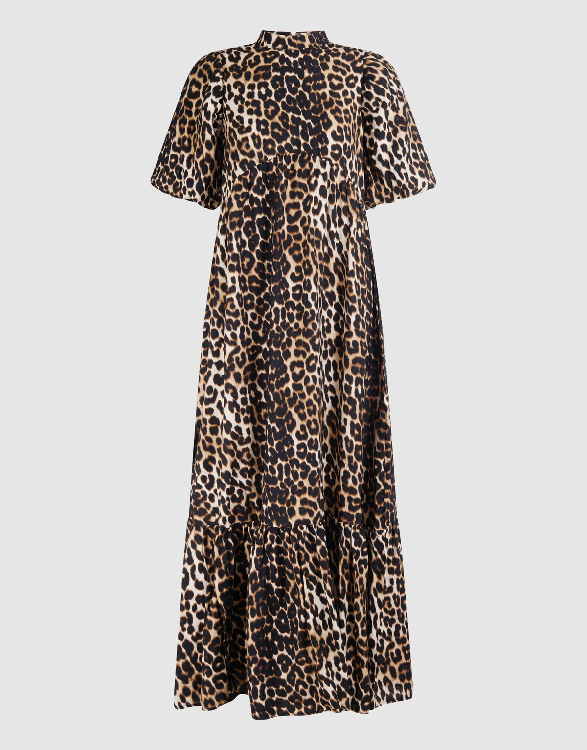 Ruffle Leopard Maxi Jurk Bruin