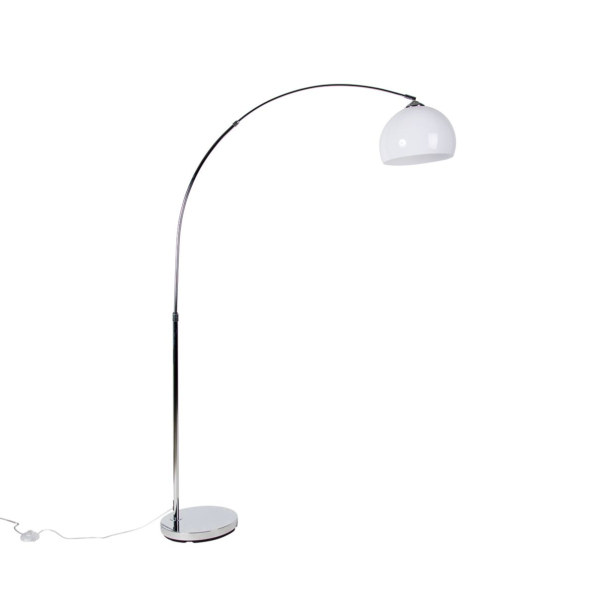 Smart booglamp chroom met witte kap incl. Wifi A60  - Arc Basic