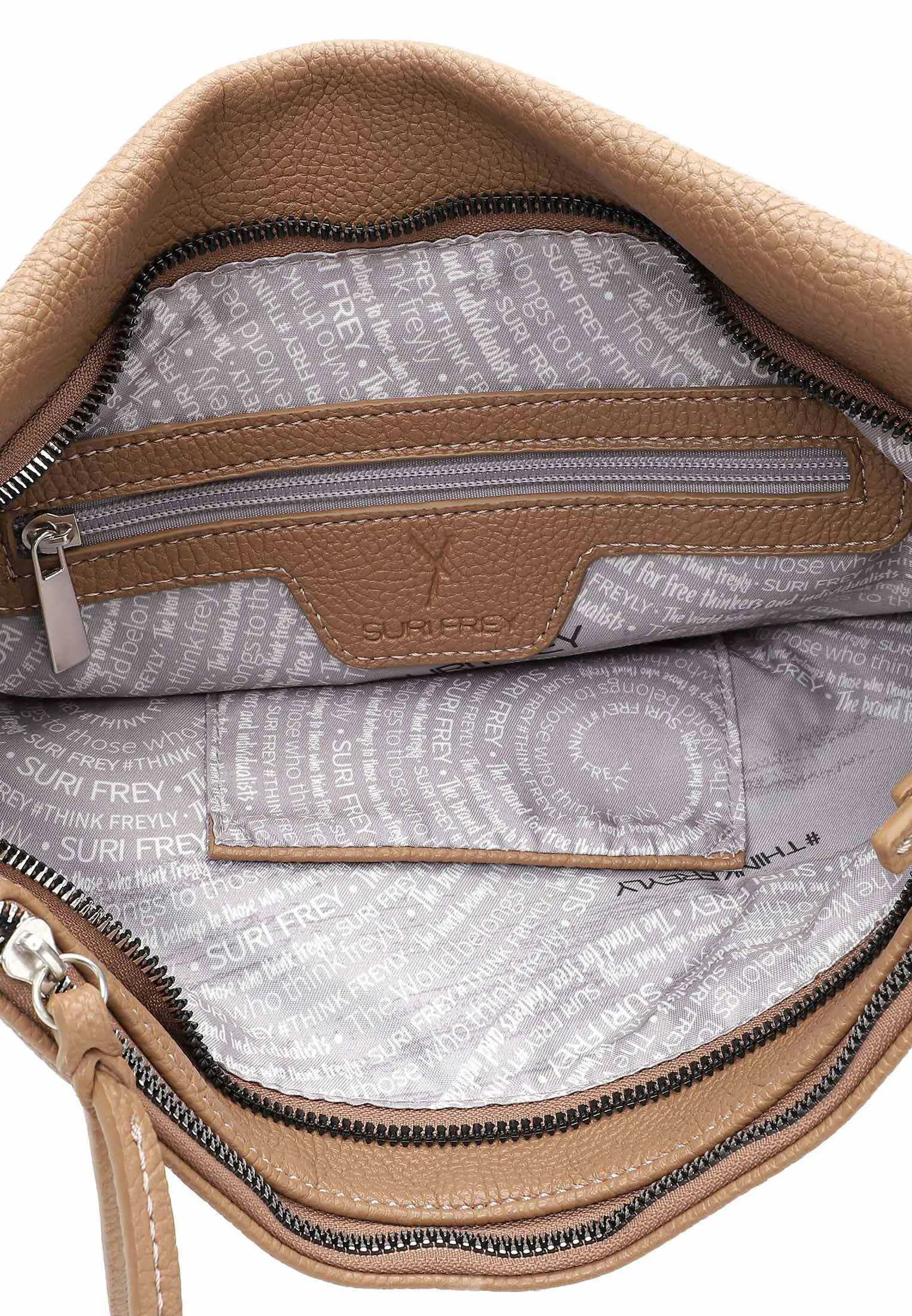 SURI FREY Beuteltasche Taupe Lederimitat